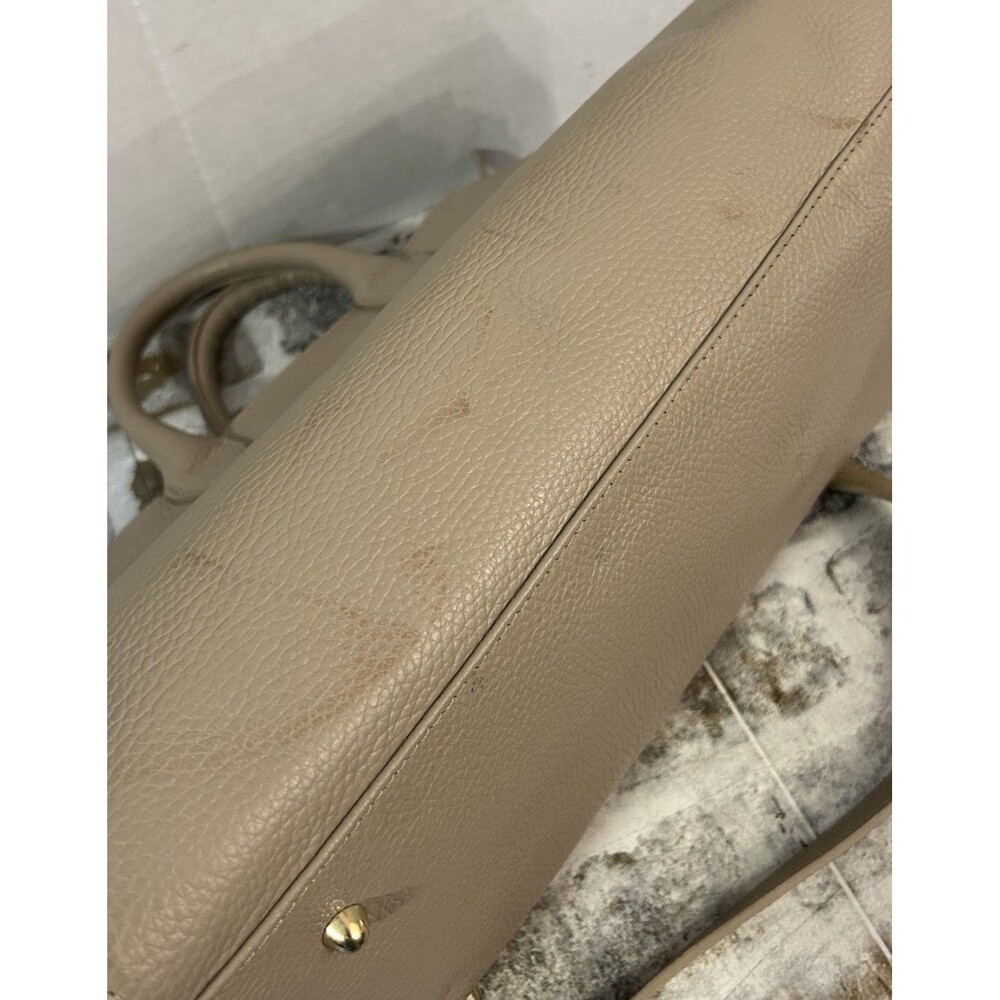 Anna Paola Riva Bag Taupe Leather Viral Commuter Satchel Purse Hand Shoulder - Picture 6 of 13